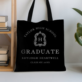 Bolsa Tote Crest Monograma Preto e Branco Graduação