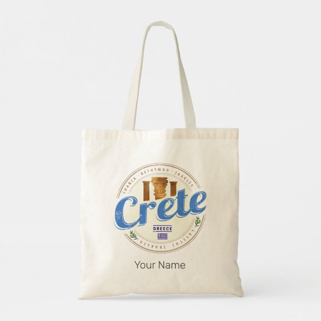 Bolsa Tote Creta Island Retro Vintage Holiday Souvenir (Verso)