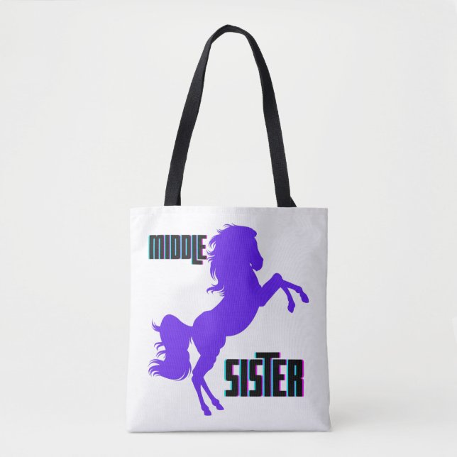 Bolsa Tote Criação de Pônei Roxo da Irmã do Meio (Frente)