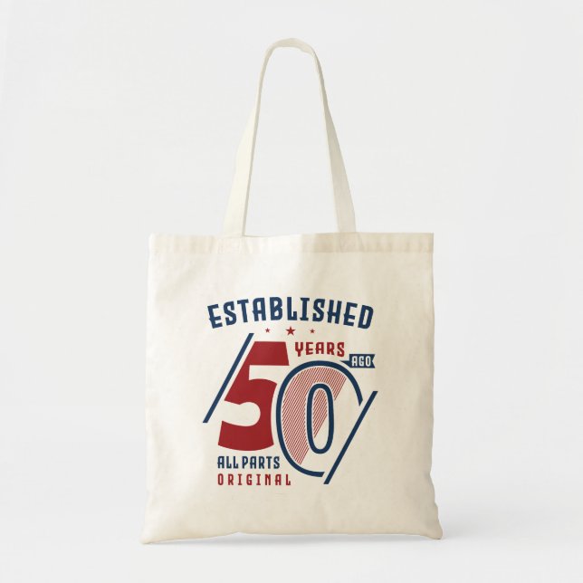 Bolsa Tote Criado Há 50 Anos | Presente de aniversário Ideia  (Frente)