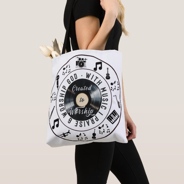 Bolsa Tote Criado para Adorar Tocador de Discos (Close Up)