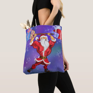 Bolsa Tote Criador de Porcos Papai Noel com presentes de Nata