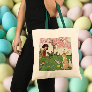 Bolsa Tote Criança Antiga em uma Caça aos Ovos de Páscoa com 