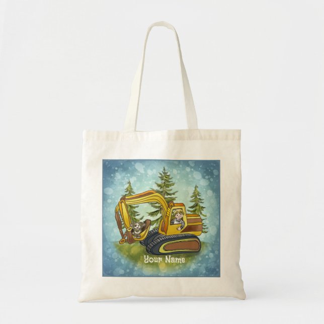 Bolsa Tote Criança da Escavadeira  (Frente)