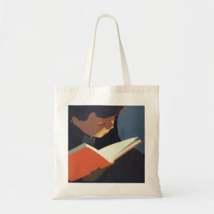 Bolsa Tote Criança do vintage que lê um livro da biblioteca