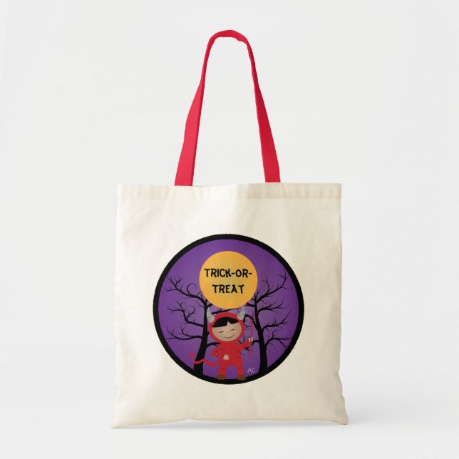 Bolsa Tote Criança no Demônio Costume Trick-or-Treat Bag (Frente)