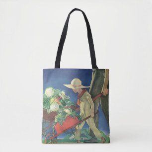 Bolsa Tote Criança Vintage, Jardinagem Orgânica; Jardim da Vi