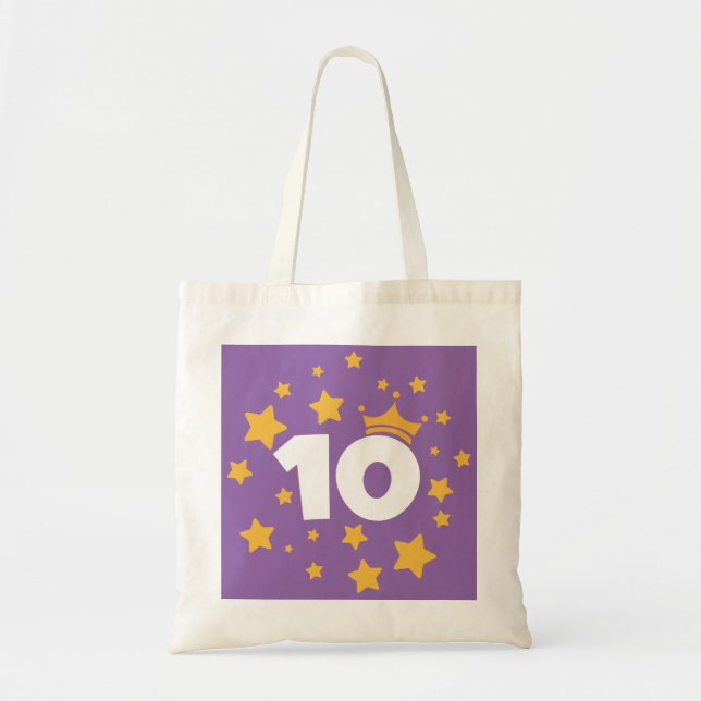 Bolsa Tote Crianças 10º Aniversário 10 anos Menina Criança De (Frente)