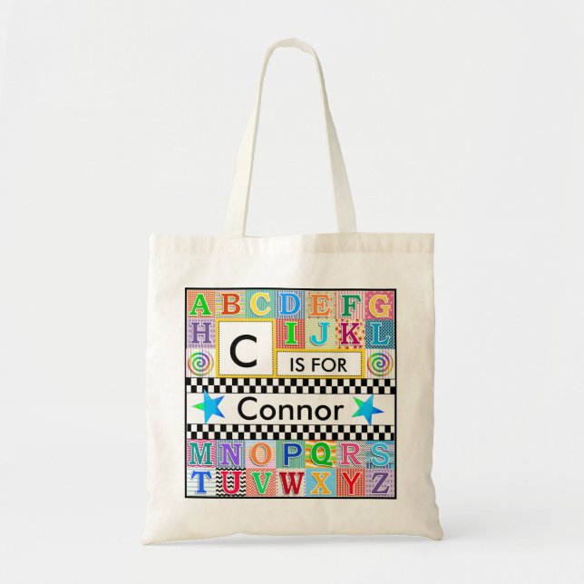 Bolsa Tote Crianças, Alphabet Art School Blue Star (Frente)