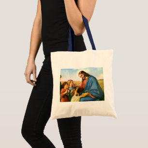 Bolsa Tote Crianças Antigas Levam Flores a Jesus Cristo