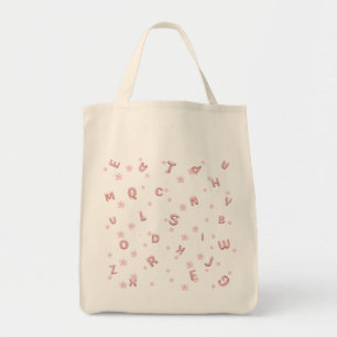 Bolsa Tote Crianças bonitas ABC Flor de Alfabeto Escola Infan