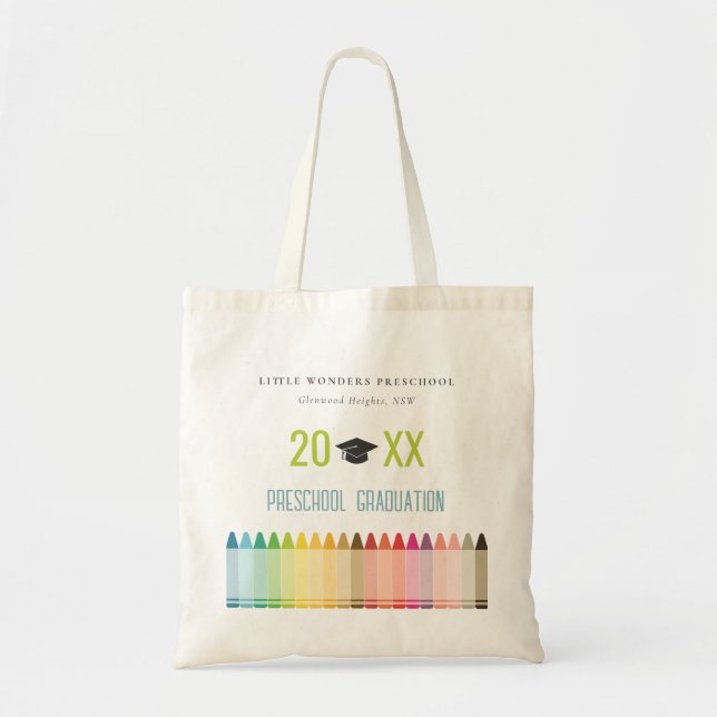 Bolsa Tote Crianças Bonitas Crayon Diversão Arco-Íris Graduaç (Frente)