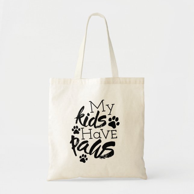 Bolsa Tote Crianças com patas comentam sobre cães sendo desce (Frente)