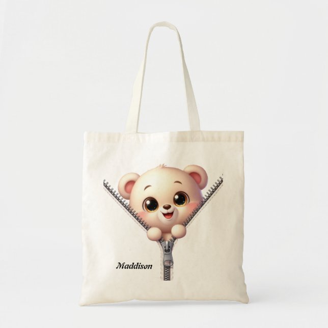 Bolsa Tote Crianças, Cubo-Urso (Frente)