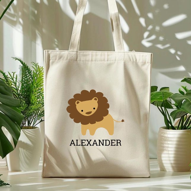 Bolsa Tote Crianças de Leão Cujo Leão É Personalizado (Criador carregado)