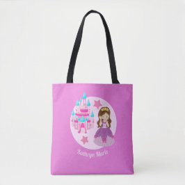 Bolsa Tote Crianças de Monograma, Princesa Rosa, Bonita Perso