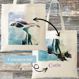 Bolsa Tote Crianças de Pinguim-Cinto-Branco Preto e Branco