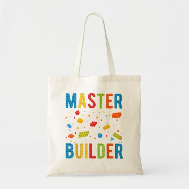 Bolsa Tote Crianças do Master Builder Construindo blocos cons (Frente)