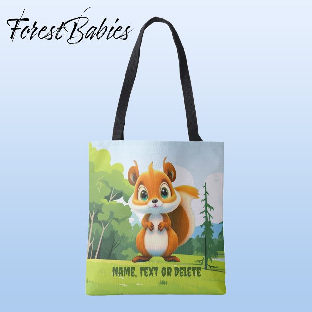 Bolsa Tote Crianças Esquilo-Cinto-De-Pau-Boca-Cola Gráfico (🐿 Squirrel, Customizable ForestBabies Tote Bag - Front)