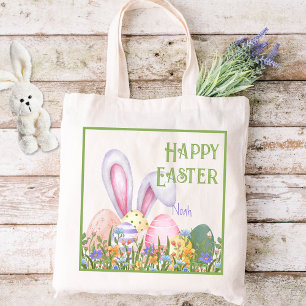 Bolsa Tote Crianças Florais De Aquarela De Coelhinho De Pásco