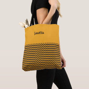 Bolsa Tote Crianças Halloween Chevron Orange Black