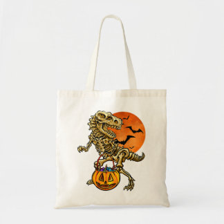 Bolsa Tote Crianças Halloween Dinossaur Skeleton Trick ou Tre