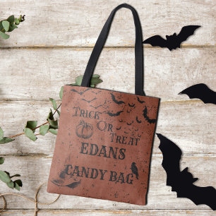 Bolsa Tote Crianças Laranja Personalizadas Trick Ou Tratam Do