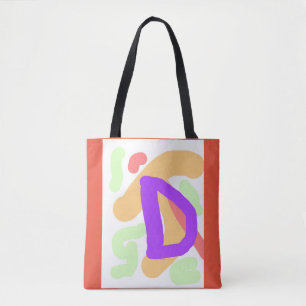 Bolsa Tote CRIANÇAS MONOGRAMA INICIAL D Laranja