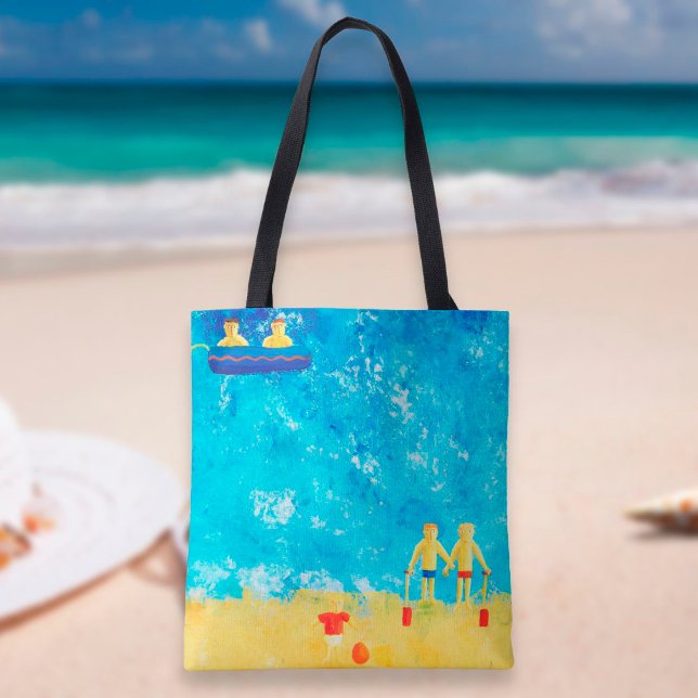Bolsa Tote Crianças na Praia Moderna Seaside (Criador carregado)