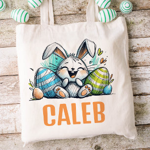 Bolsa Tote Crianças páscoas Nome Coelho Coelho Coelho