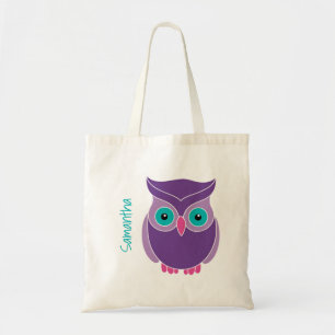 Bolsa Tote Crianças Personalizadas Coruja de Teal Roxo