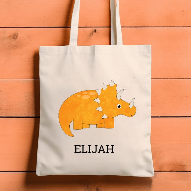 Bolsa Tote Crianças Personalizadas Do Dinossauro Laranja-Boni (Criador carregado)