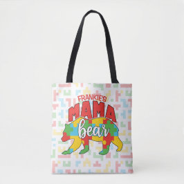 Bolsa Tote Crianças Personalizadas NOME Mama Urso Autismo Sen