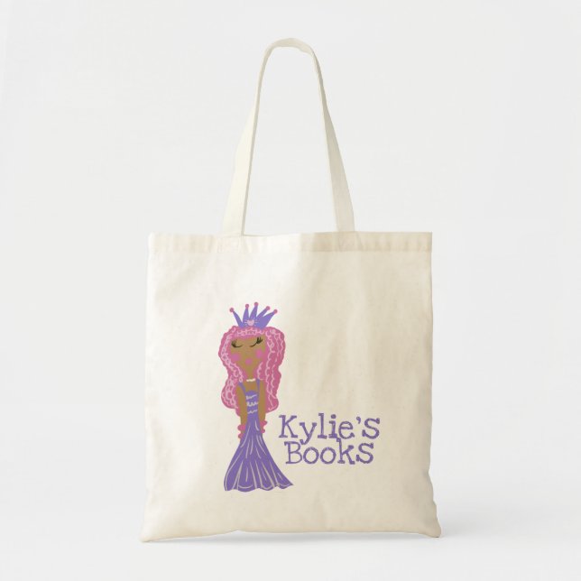 Bolsa Tote Crianças Princesa Púrpura Livro Rosa Toalha (Frente)