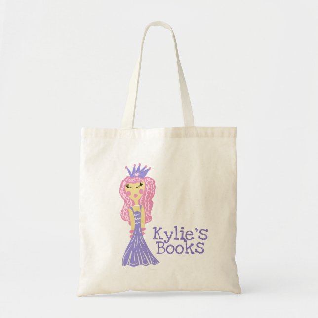 Bolsa Tote Crianças Princesa Púrpura Livro Rosa Toalha (Frente)