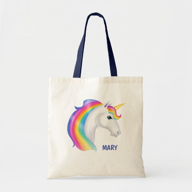 Bolsa Tote Crianças Rainbow Unicorn Halloween Candy (Frente)