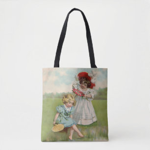 Bolsa Tote Crianças Vitorianas Jardim de Verão Vintage Menina
