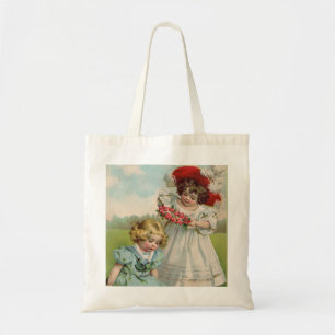 Bolsa Tote Crianças Vitorianas Jardim de Verão Vintage Menina