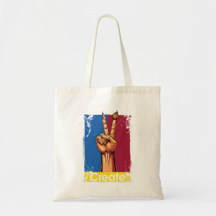Bolsa Tote Criar Arte Mão Sinal de Paz Inspirador