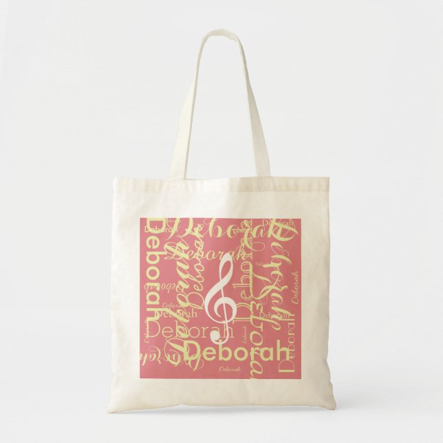 Bolsa Tote criar nome personalizado com nota musical (Frente)