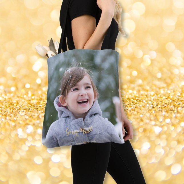 Bolsa Tote Criar tendências personalizadas de Na moda de foto (Create Custom Personalized Photo Stylish Trendy Tote Bag)