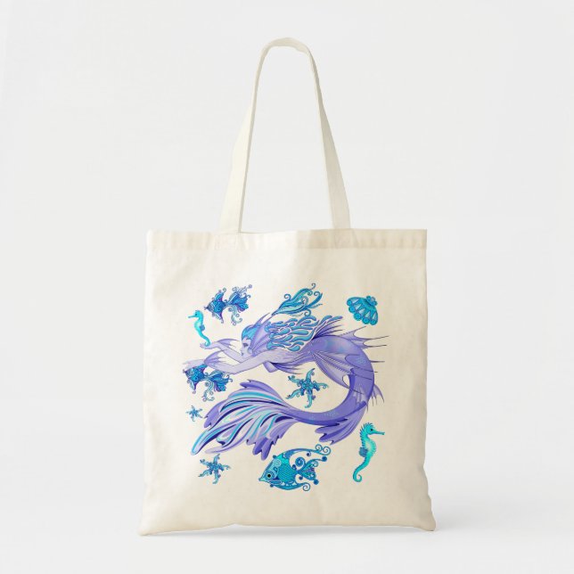 Bolsa Tote Criatura De Fada Roxa Sereia (Frente)