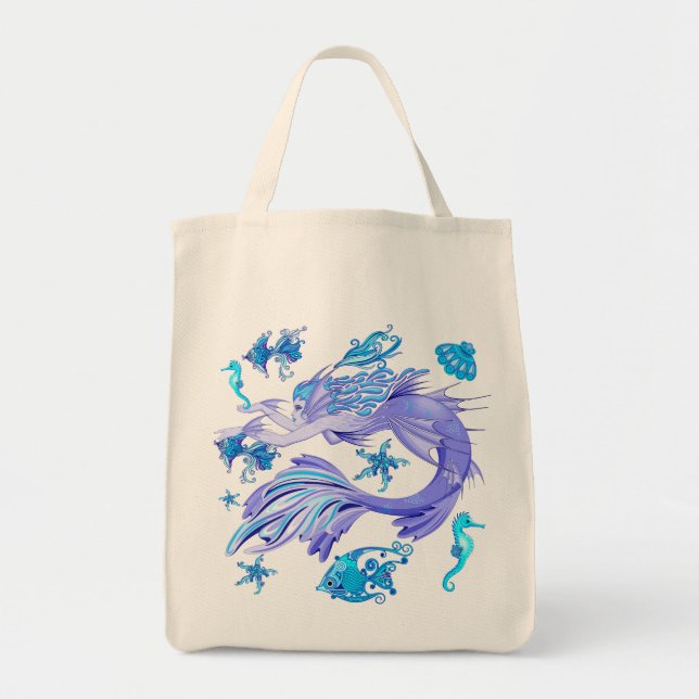 Bolsa Tote Criatura De Fada Roxa Sereia (Frente)