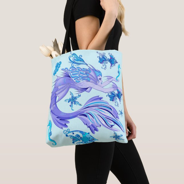 Bolsa Tote Criatura De Fada Roxa Sereia (Close Up)