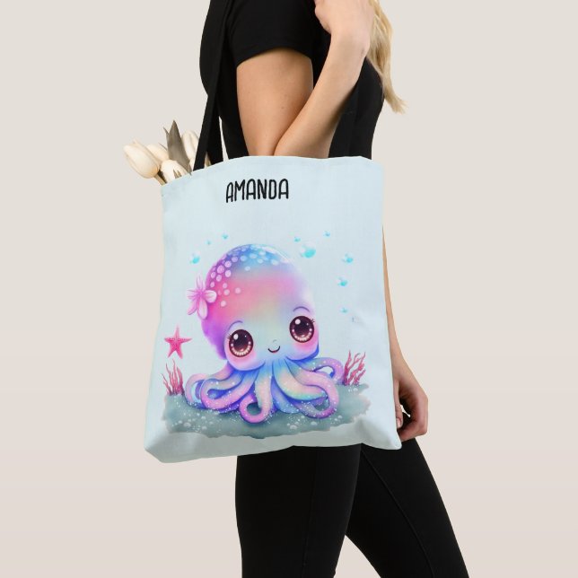 Bolsa Tote Criatura do Mar de Octopus Cute (Close Up)