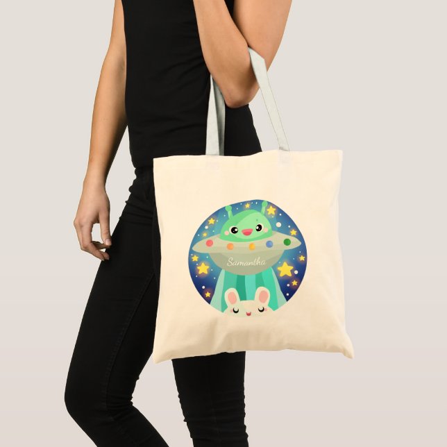 Bolsa Tote Criatura Espacial Bonita E Coelho Coelho (Frente (produto))