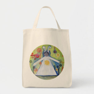 Bolsa Tote Criatura Sorridente Abraço Abstrato de Arte Sol Ba