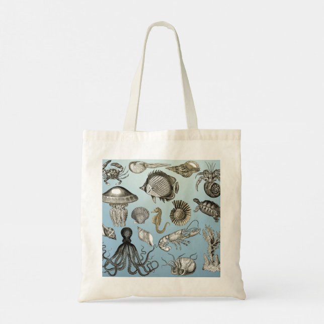 Bolsa Tote Criaturas marítimas de Ernst Haeckel Impressão (Verso)