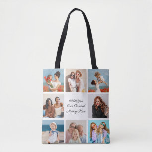 Bolsa Tote Crie a sua própria colagem de 8 fotos Adicione a s