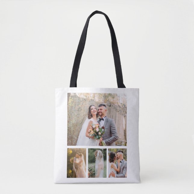 Bolsa Tote Crie A Sua Própria Colagem De Casamento Fotográfic (Frente)